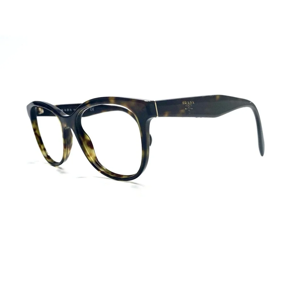 Prada Brown Brown Tortoise Cat Eye Glasses Italy Gold Accent VPR12T 51 17 140